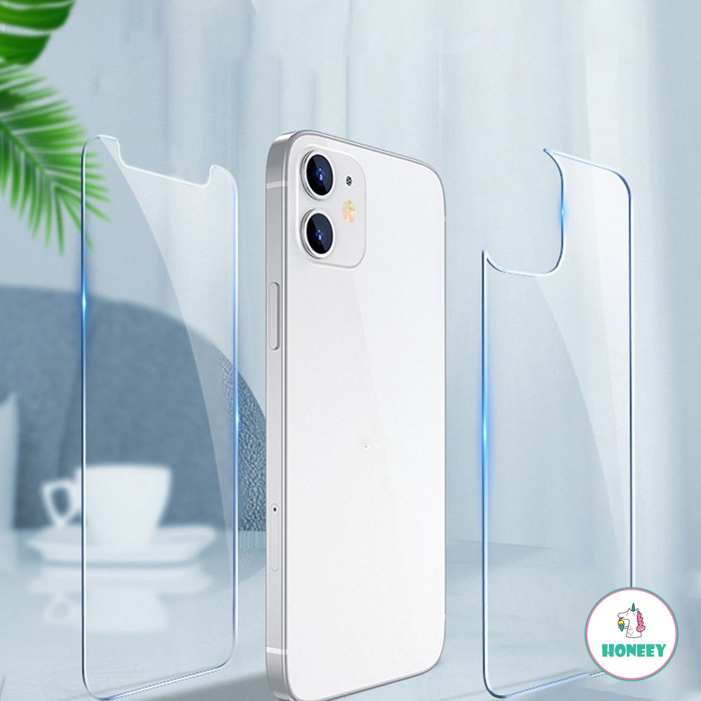 Pelindung Layar Tempered Glass 2 In 1 Untuk IPhone 14 12 11 Pro 12 Mini XS Max XR X 7 8 6s Plus SE