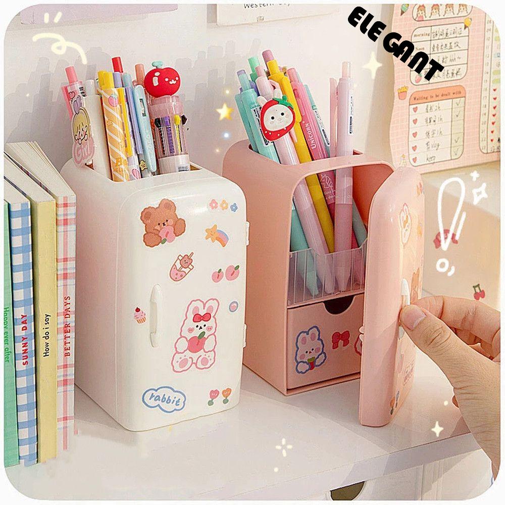 ELEGANT School Supplies Refrigerator Pen Holder Office Desk Organizer Pencil Case Desk Accessories Creative Kawaii Storage Tube Storage Box Large-capacity Pen Storage Stand/Multicolor