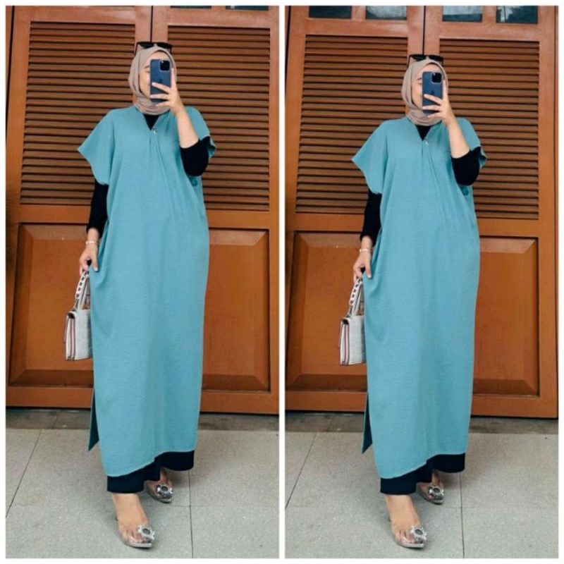 Long Dress Square Cringkle Airflow | Gamis Crinkle Atasan Muslimah-2