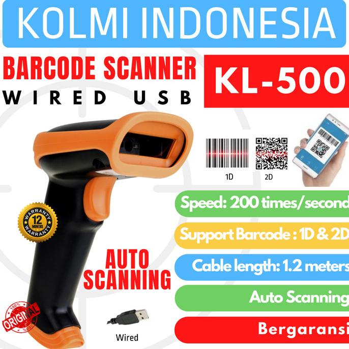 KOLMI Barcode Scanner 2D QR Code Wired KL500