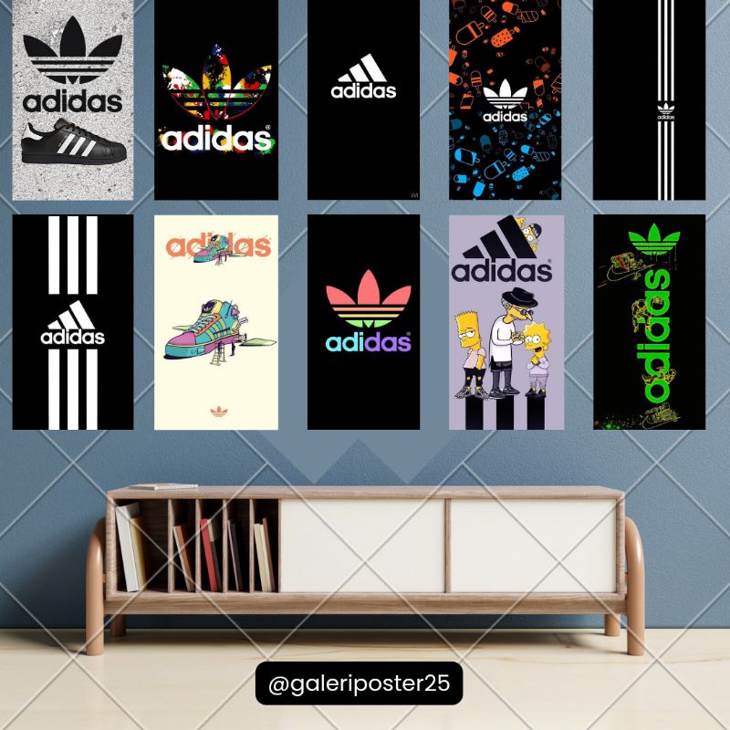 HIASAN DINDING BRAND ADIDAS POSTER KAYU SERIES CASUAL PAJANGAN KAMAR DEKORASI RUMAH MINIMALIS AESTHE