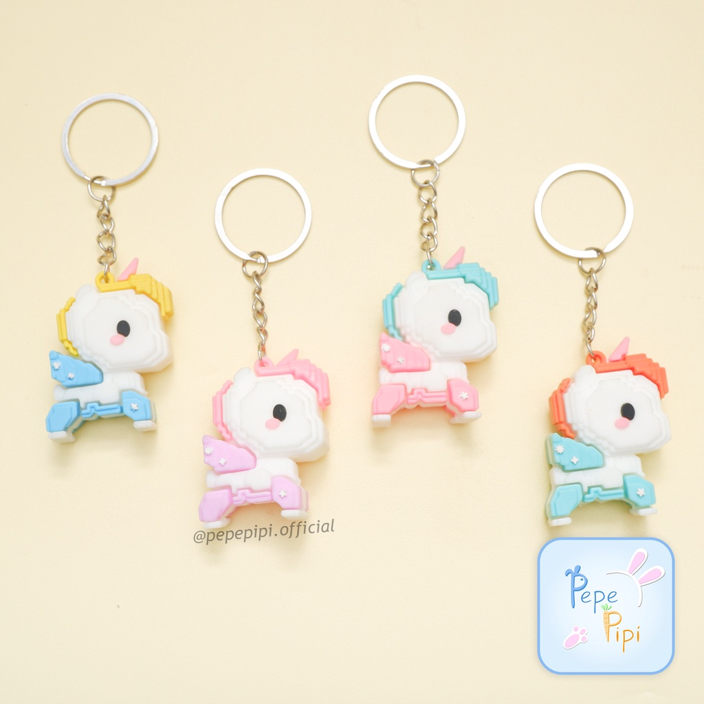 Gantungan Kunci Karet Unicorn Lego Sayap Ganci Keychain Hiasan Tas karet Kuda Poni Littel Pony