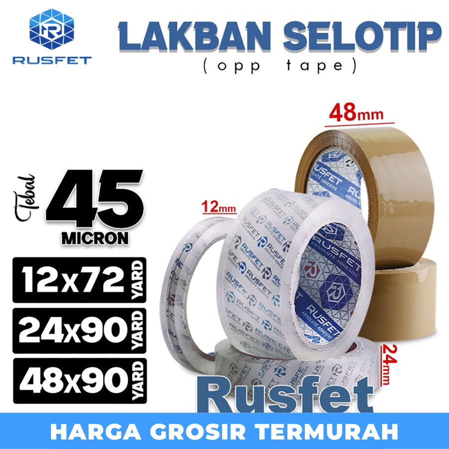 

LAKBAN SUPER CLEAR Isolasi Solatip Varian RUSFET Premium Murah /Satuan