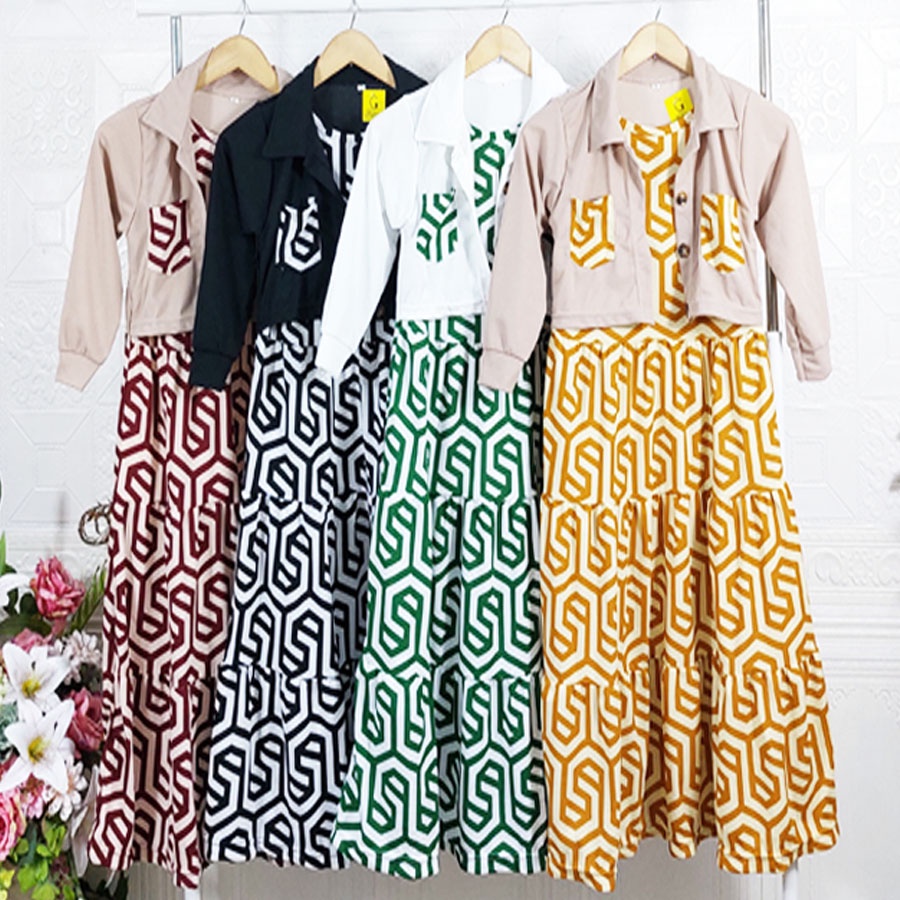 GAMIS RUFFLE PANJANG ANAK ROMPI MOANA ZARASET ADA KANTONG 0-13tahun GL FASHION