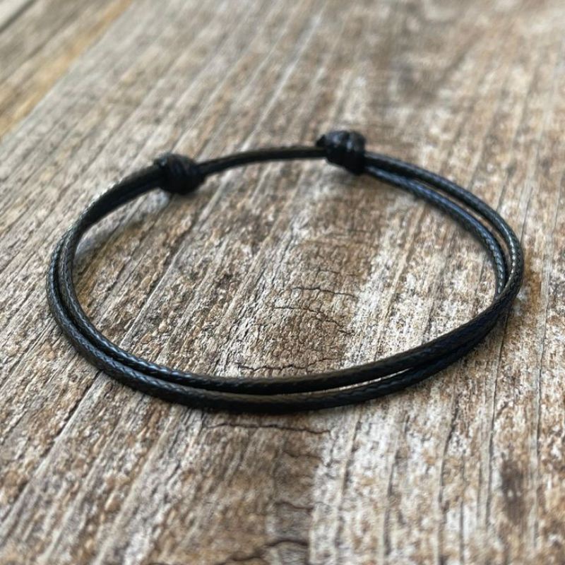 GELANG TANGAN TALI KOREA HITAM POLOS SIMPLE