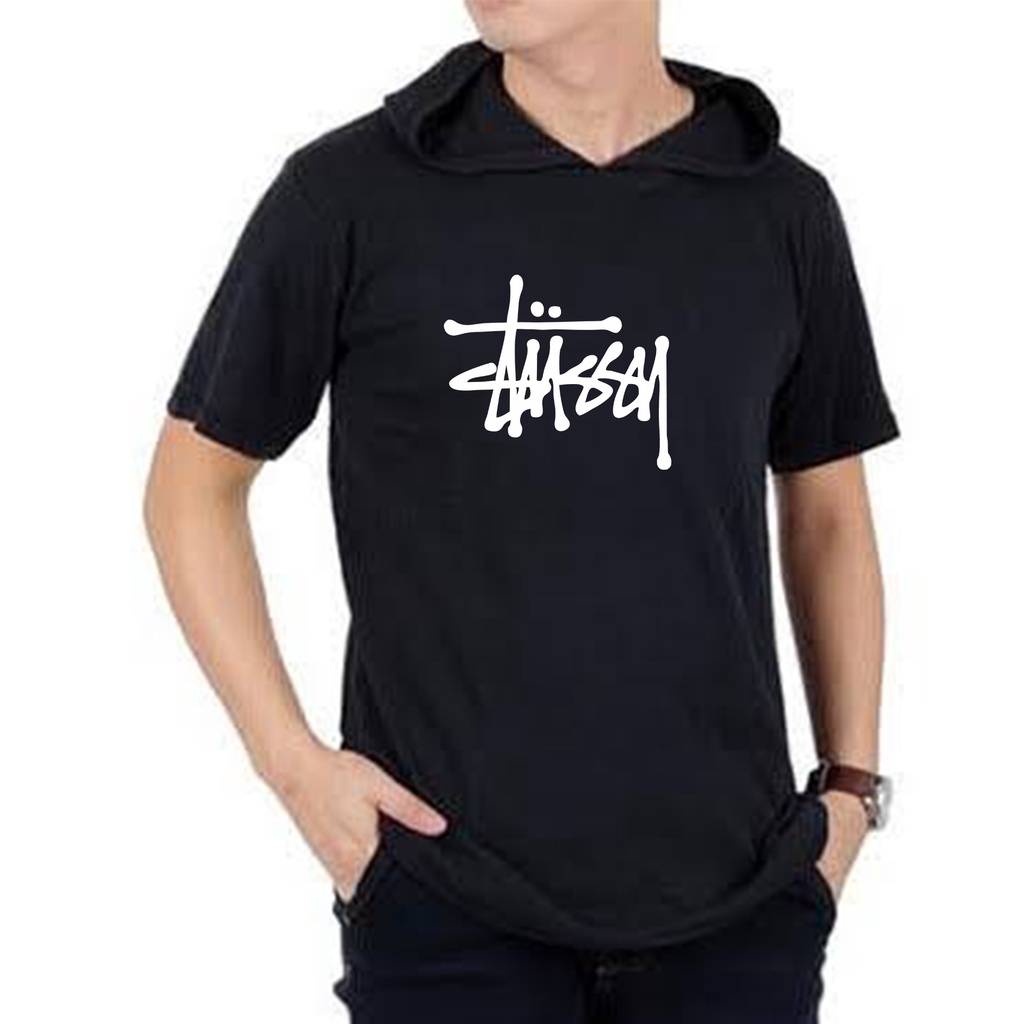 kaos hoodie kaos kupluk lengan pendek bahan cotton adem bigsize M L XL XXL XXXL XXXXL XXXXXL [ 2XL 3