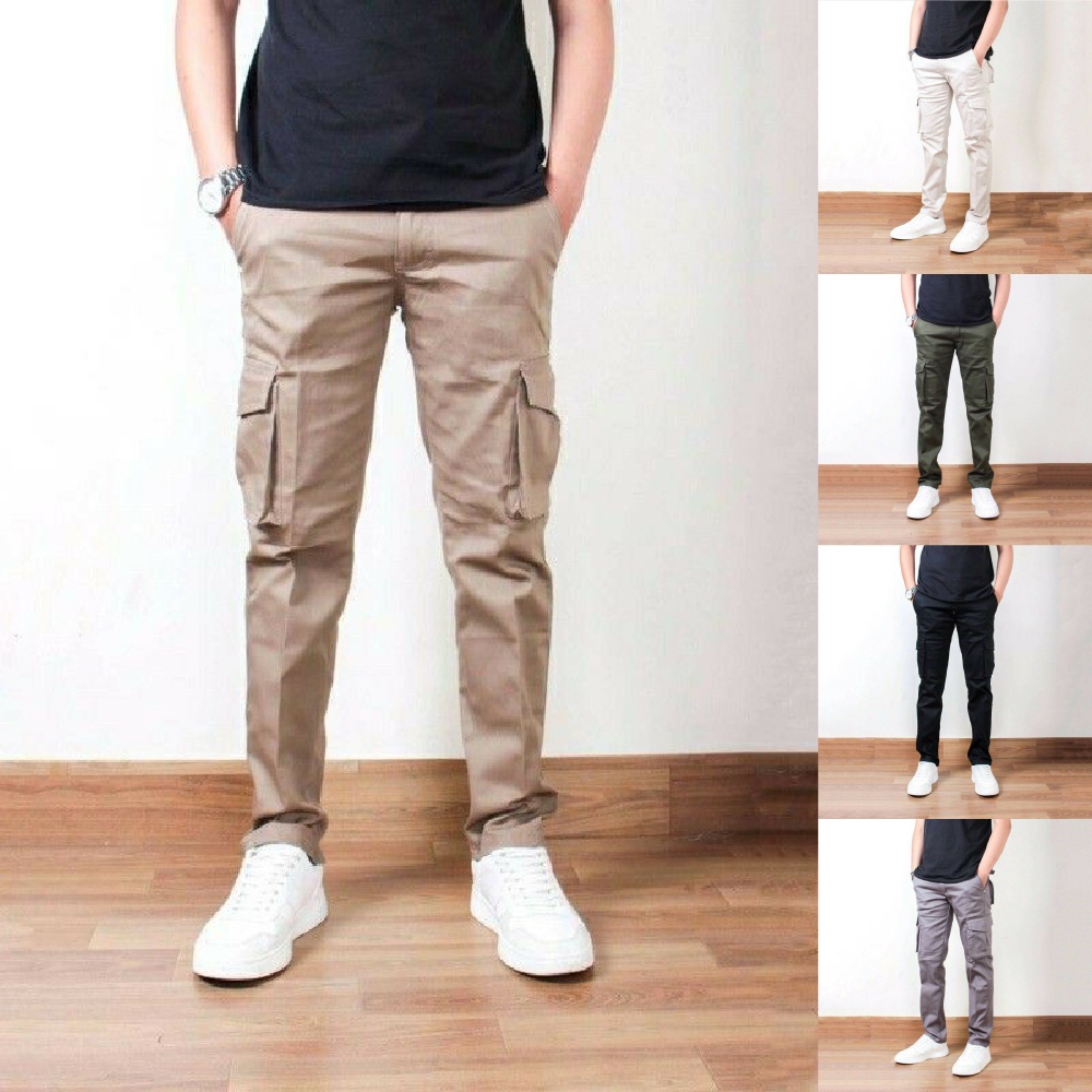 Celana cargo panjang pria Kargo Slim Fit || Big Size Jumbo 27-38 Ready Stock - Vania Carissa