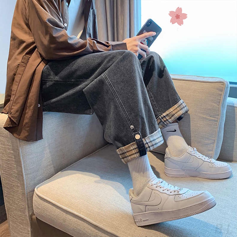 Celana Jeans Pria Ukuran Ekstra Besar 150.00Kg Curling Celana Jeans Pria  Lurus High Street In Tren 