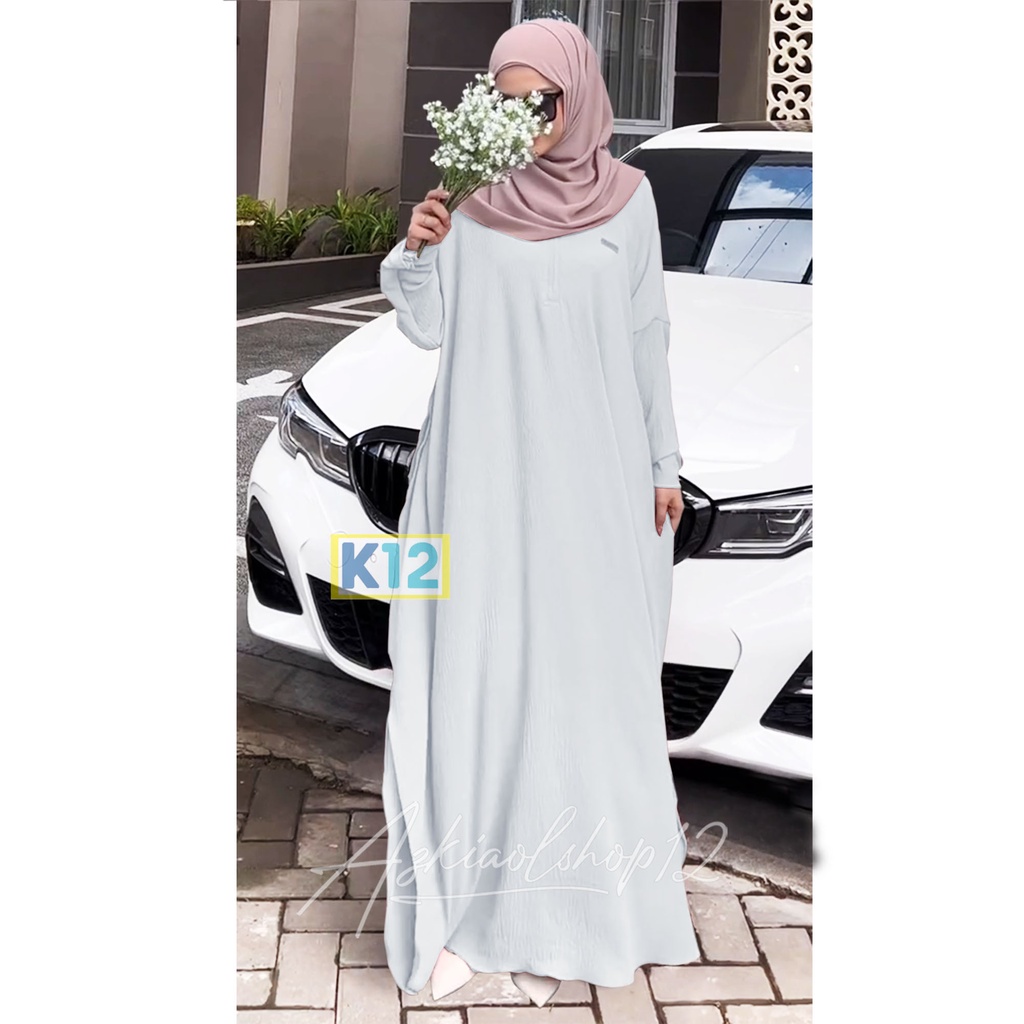 ( BISA COD) LONG DRESS ABAYA CRINKLE AMIRA / BASIC ABAYA POLOS / SIZE S M L XL XXL