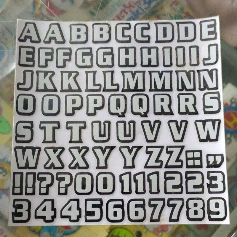 

Stiker Cutting Abjad dan angka Timbul Ukuran 12 Cm