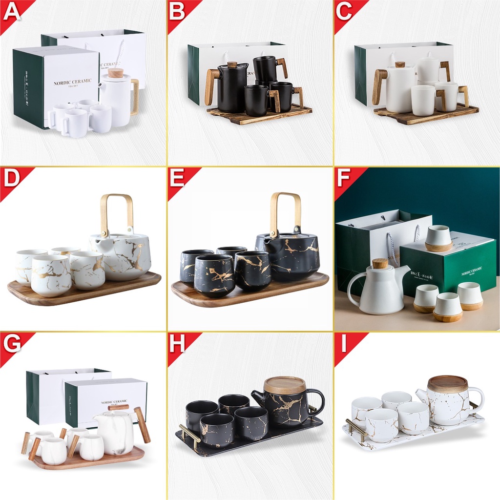 Set Japanese Chinese Cangkir Teko Keramik Piring Lepek Tatakan Kecil Mini Set 5 in 1 Teh Tea Cup Kopi Minum Dapur Hampers Hadiah Kado Ulang Tahun Gift Box Kantor