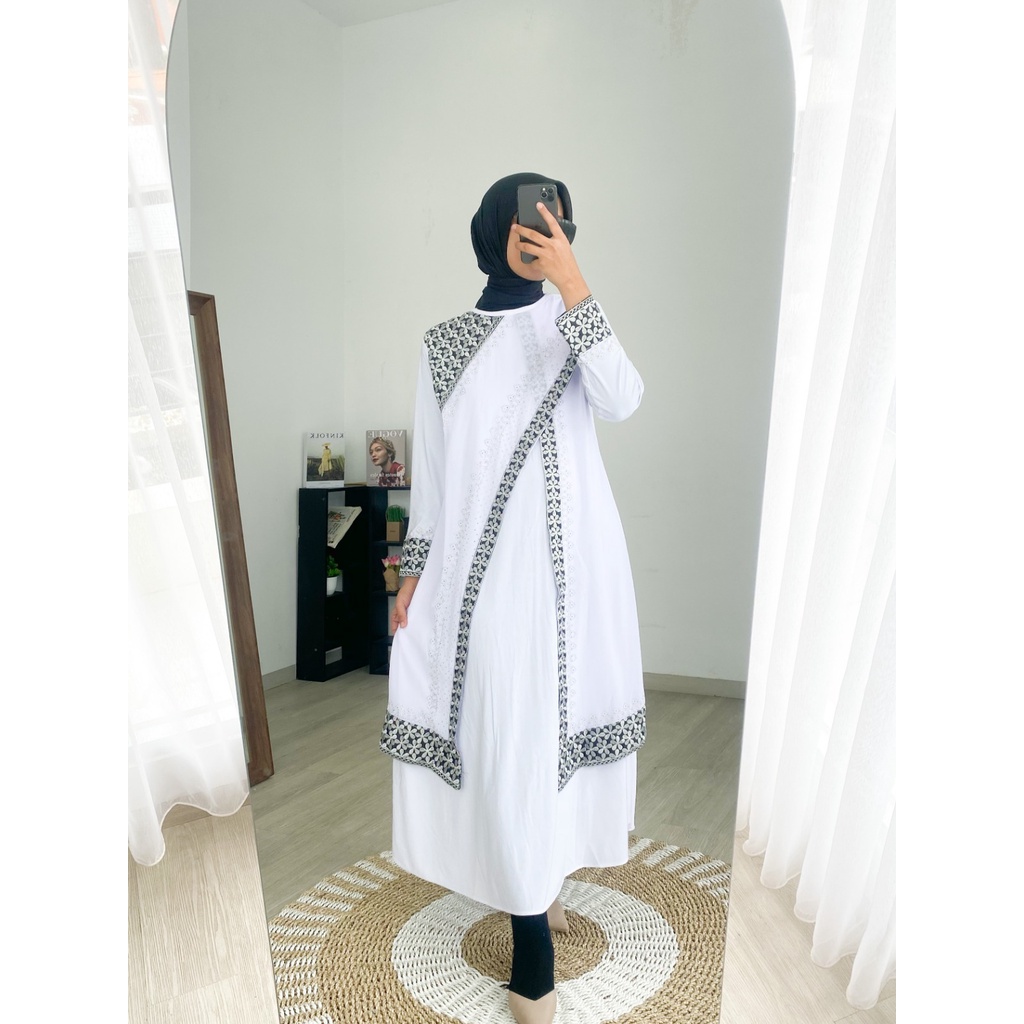 ABAYA GITA WHITE / Gamis Turkey / Longdress Muslimah / Maxy Formal / Busana Muslim / Dress Kondangan / Pakaian Mewah Arabic