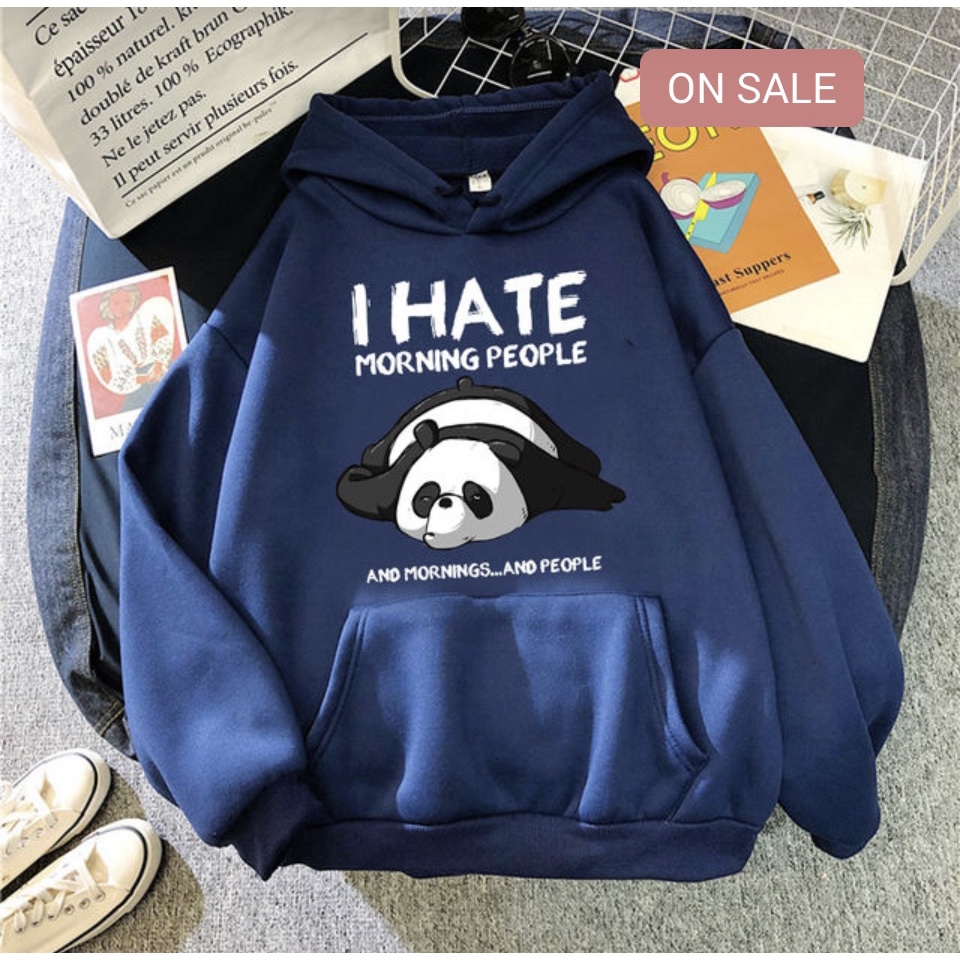 I Hate Morning Sweater Hoodie Trendy II I Hate Morning People Jumper Hoodie II Sweter Oblong Topi Sz M - XL Anak &amp; Dewasa ( Pria &amp; Wanita )