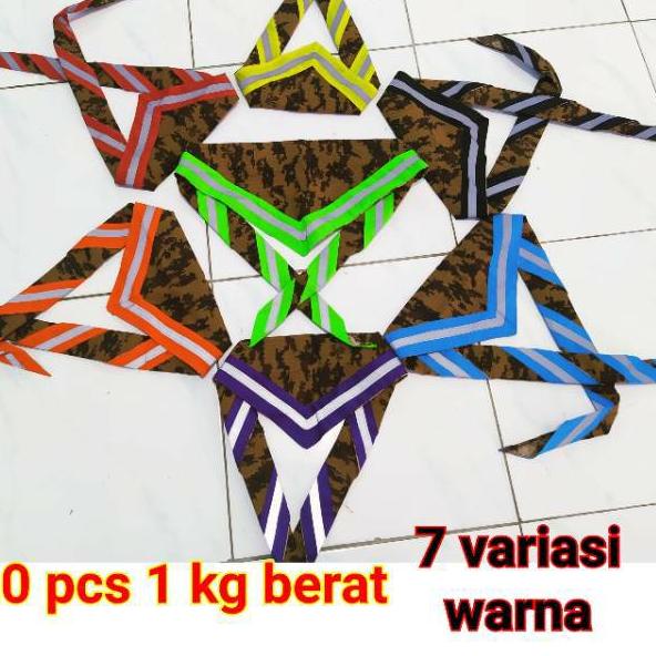 [KODE 77]  SCARF PRAMUKA KOMBINASI WARNA MERAH KUNING HIJAU BIRU OREN