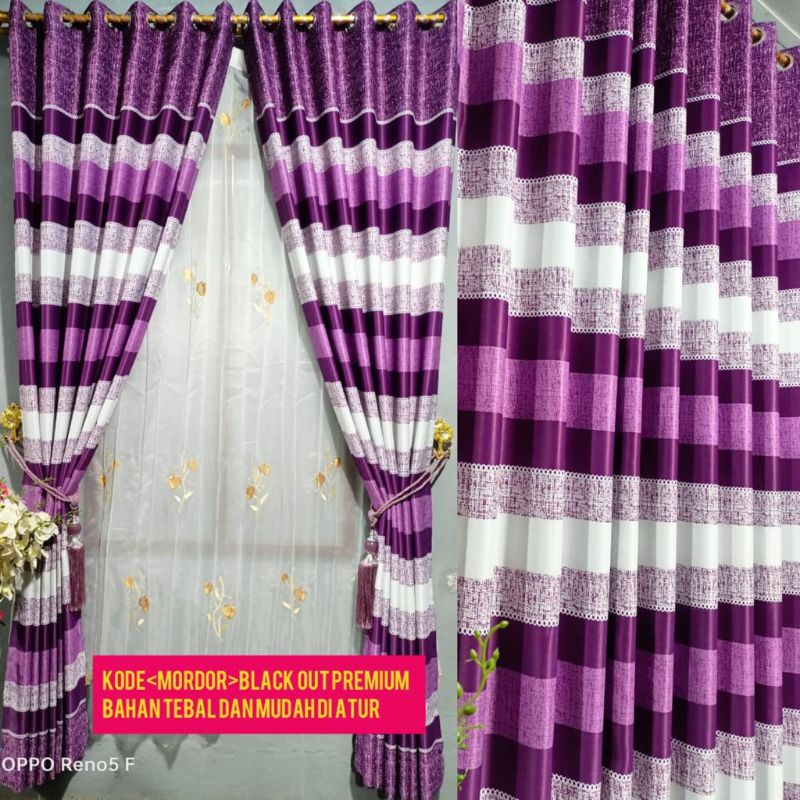 gorden blackout import motif pelangi ungu kombinasi gorden pintu gorden jendela