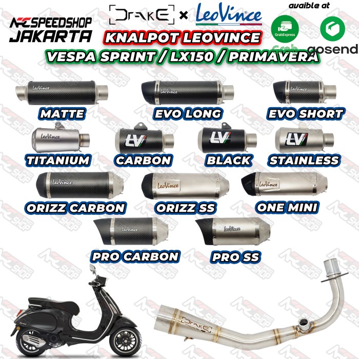 Header R9 Drake Vespa Sprint / Lx150 / Primavera + Silencer Leovince #Original