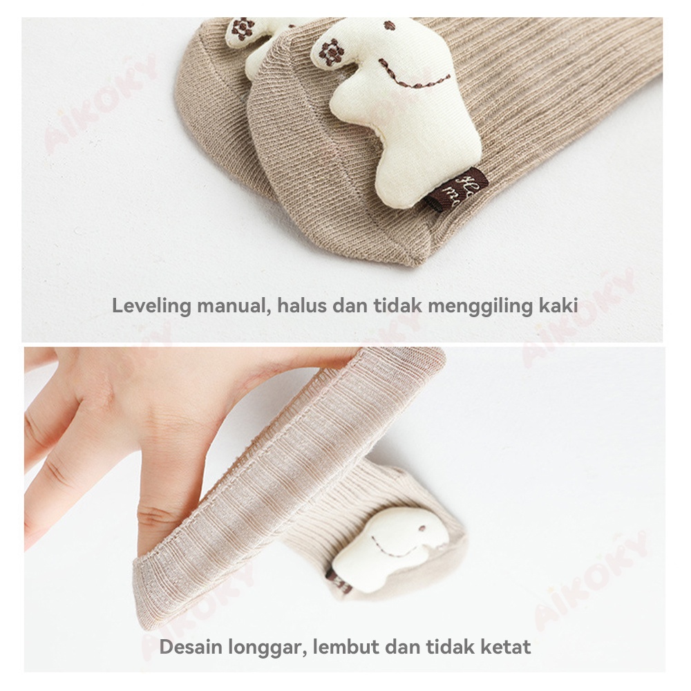 Aikoky Kaos Kaki Bayi Anti Slip 0-12 Bulan/Kaos Kaki Bayi Karakter Lucu 3D