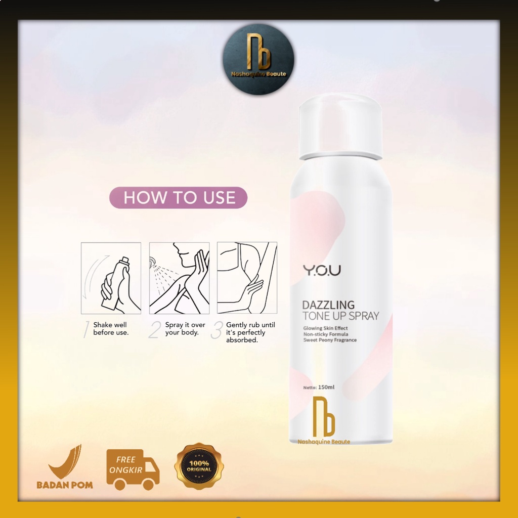 YOU Dazzling Tone Up Body Spray - Body Cream Spray for Glow - Glowing Skin Effect