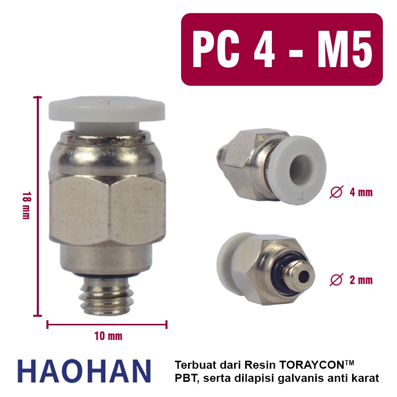 PC Pneumatic Fitting Slip Lock Quikc Air Water Connector Male Straight Thread