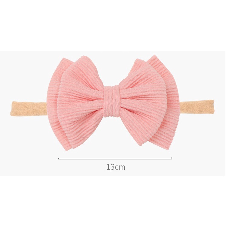 PREMIUM BABY TODDLER BIG BOW RIBBON CUTE SOFT NON-TRACE HEADBAND HAIRBAND BENDO BANDO BANDANA PITA BESAR ANAK BALITA BAYI COTTON NYLON LINEN LACE EMBROIDERY AKSESORIS KARET RAMBUT WARNA SOLID POLOS PASTEL LEMBUT