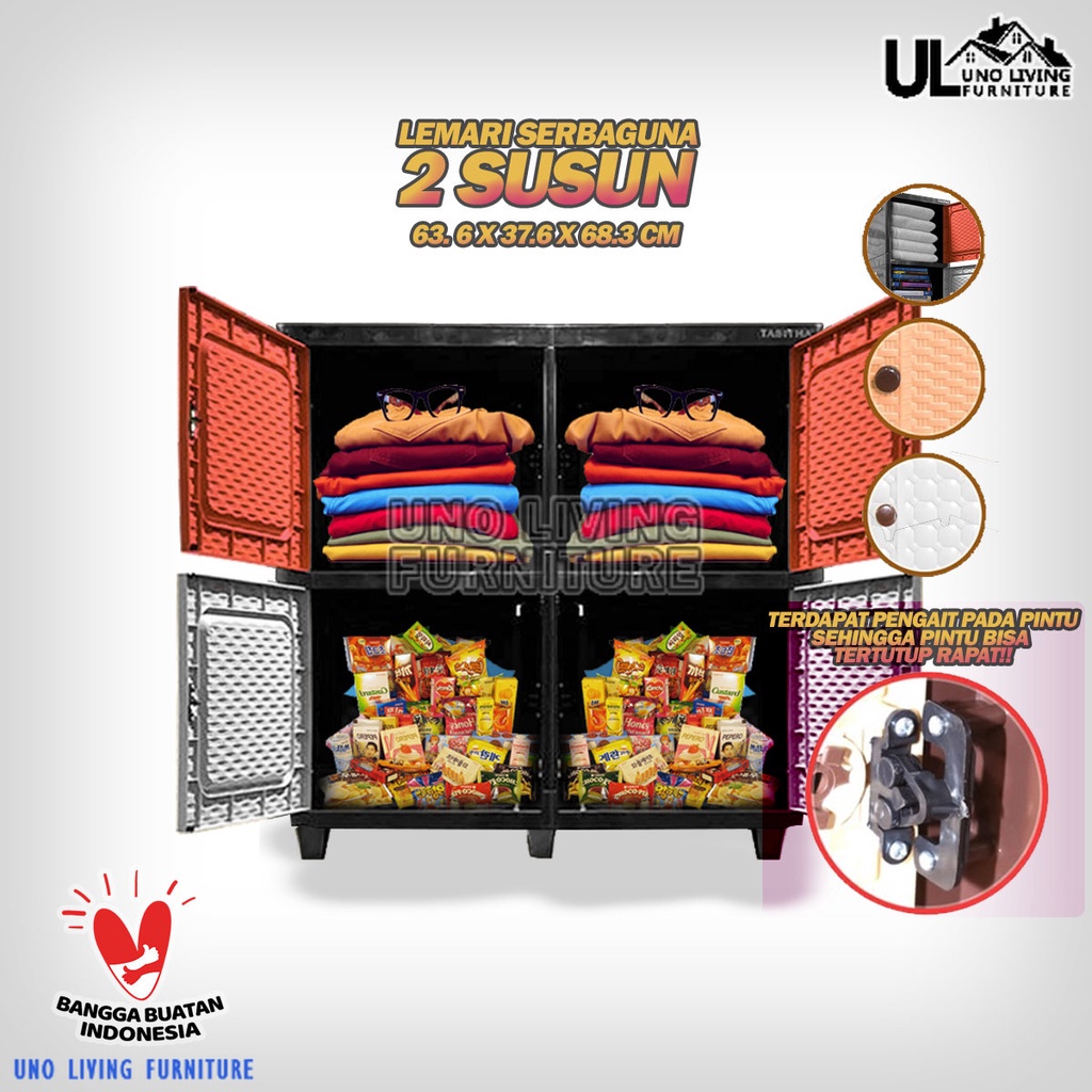 Lemari Plastik Serbaguna DOUBLE 2 SUSUN Tabitha CLICKS Tabitha LOKI LOKER SERBAGUNA Lemari Pakaian CABINET LEMARI TABITHA LEMARI SWING