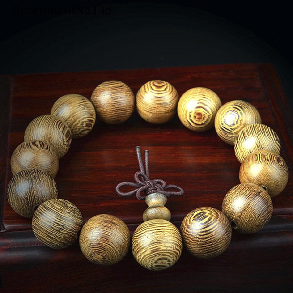 [AdornmentNo1] 15mm Kayu Tibet Buddha Budha Tasbih Gelang Mala Bangle Wristband [ID]