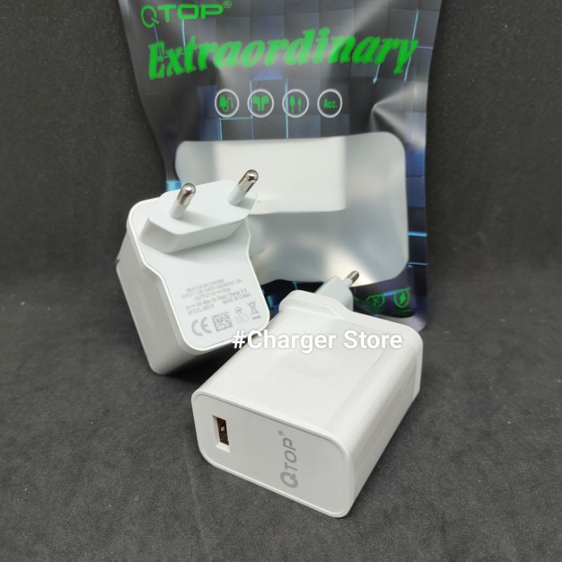 Adaptor Batok Charger Qtop Extraordinary 30W 5V 6A SUPER VOOC Fast Charging Premium Produk Batok