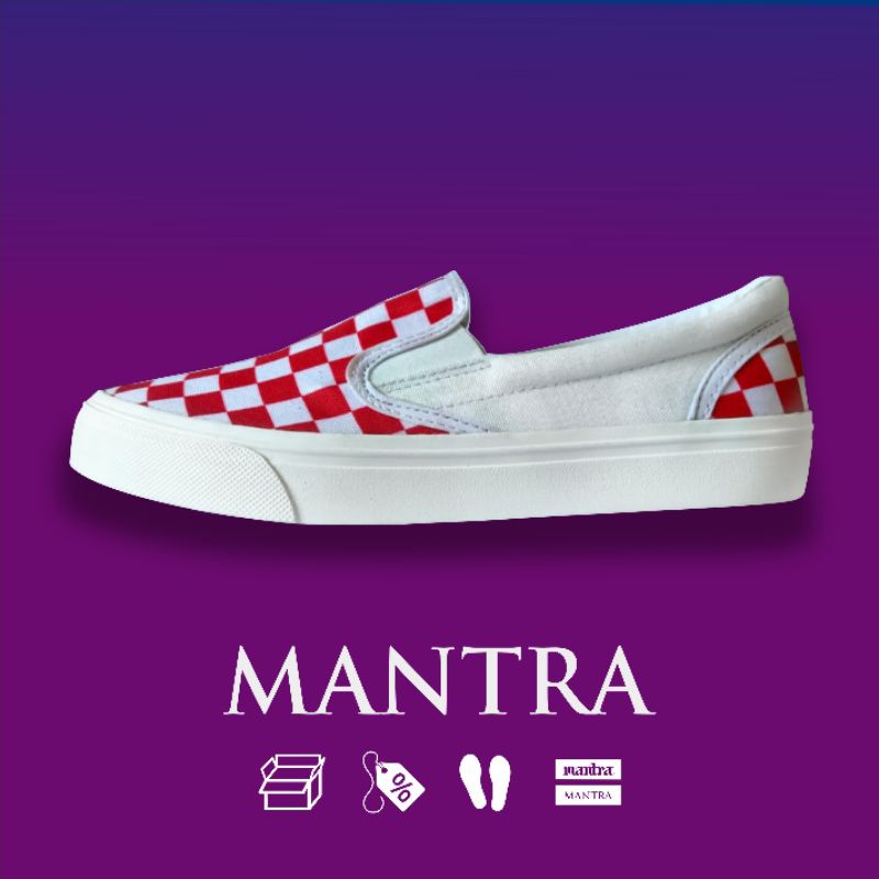 sepatu pria | MANTRA | sepatu slipon checkboard merah | slipon catur merah | sneaker pria | sepatu s