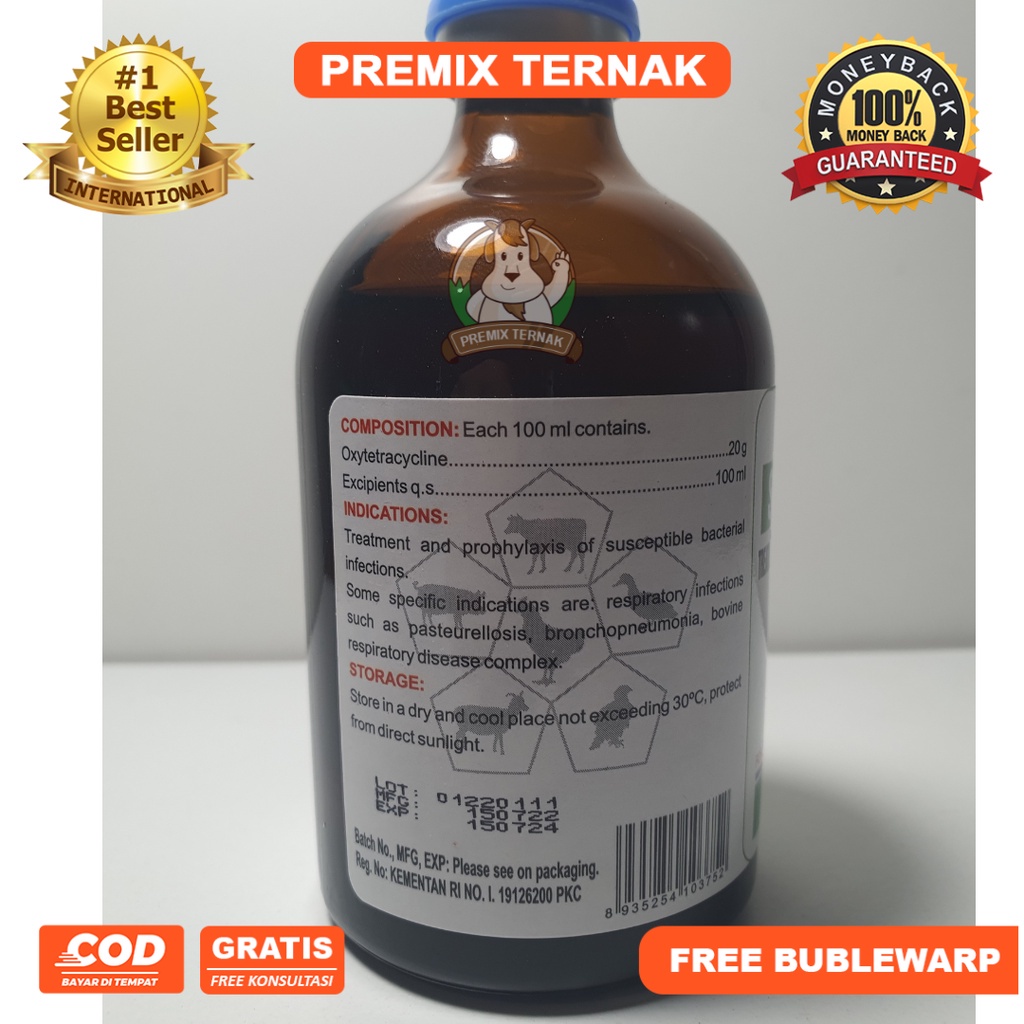 SK TETRA LA 100ml SAKAN - Antibiotik Hewan Spektrum Luas Long Acting - Seperti Medoxy la