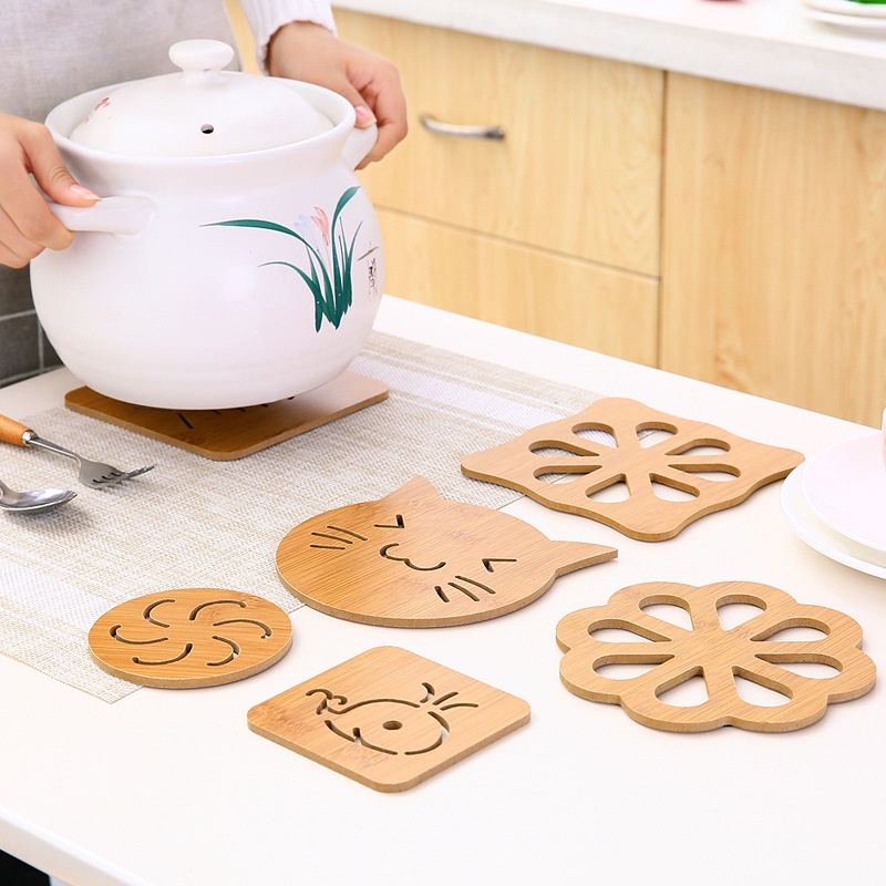 Tatakan Kayu Alas Panci Panas Tatakan Gelas Piring Mangkok Lucu Unik Kartun Panda Dekorasi Meja Makan Dapur Resto Bahan Kayu Anti / Tahan Panas Anti Slip Lepek Tebal Kotak / Bulat Anti-Scalding Tea Coaster Bowl Mat