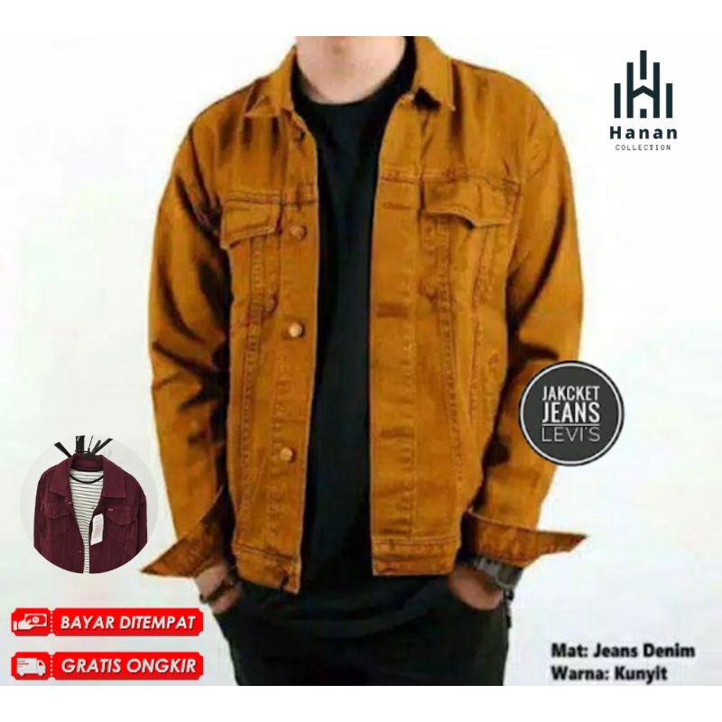 HananJaket Jeans pria dewasa UBX Denim Levis Orginal Premium Black L XL