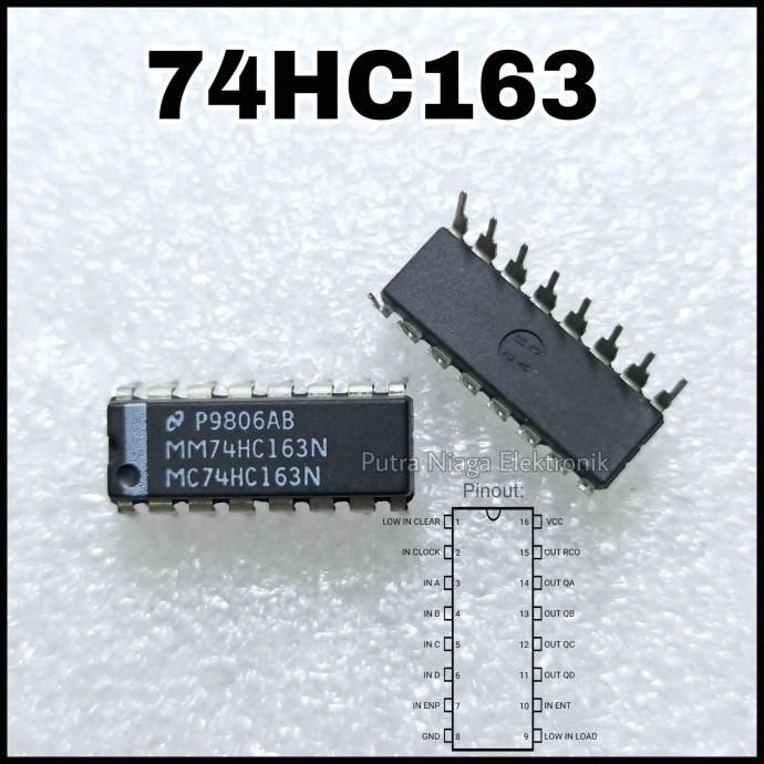 ic TTL 74163 74HC163 dip 16p / SN74HC163N / HD74HC163P putr4n14 Berkualitas