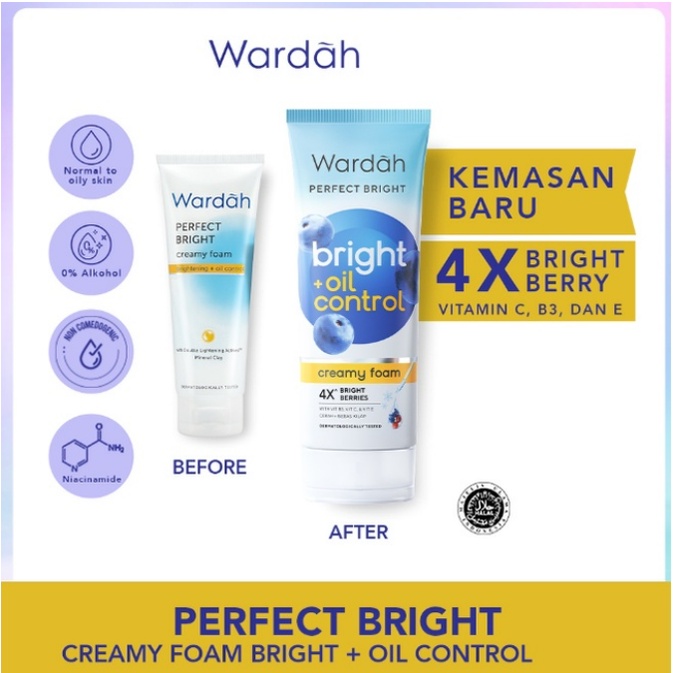 Wardah Perfect Bright Creamy Foam Brightening + Oil Control 50ml 100ml