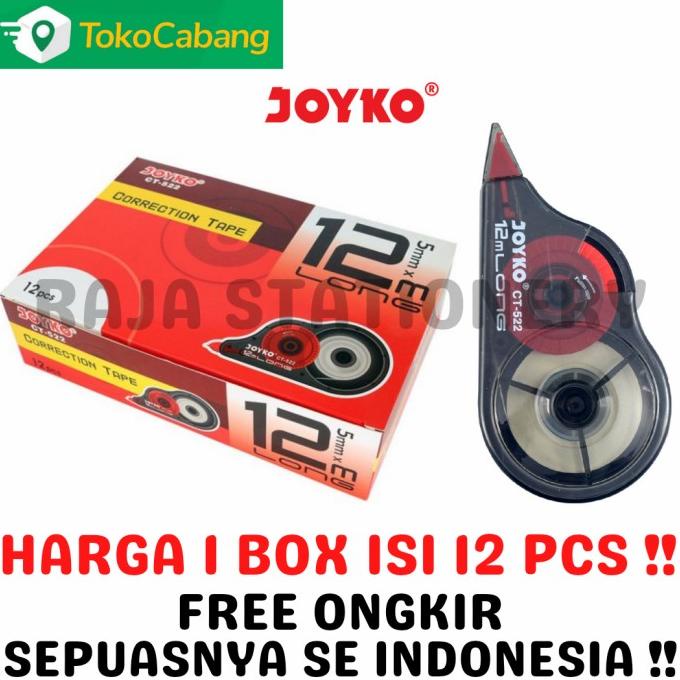 

JOYKO CORRECTION TAPE 12m TIPEX KERTAS JOYKO TIPX CT-522 1 BOX 12 PCS