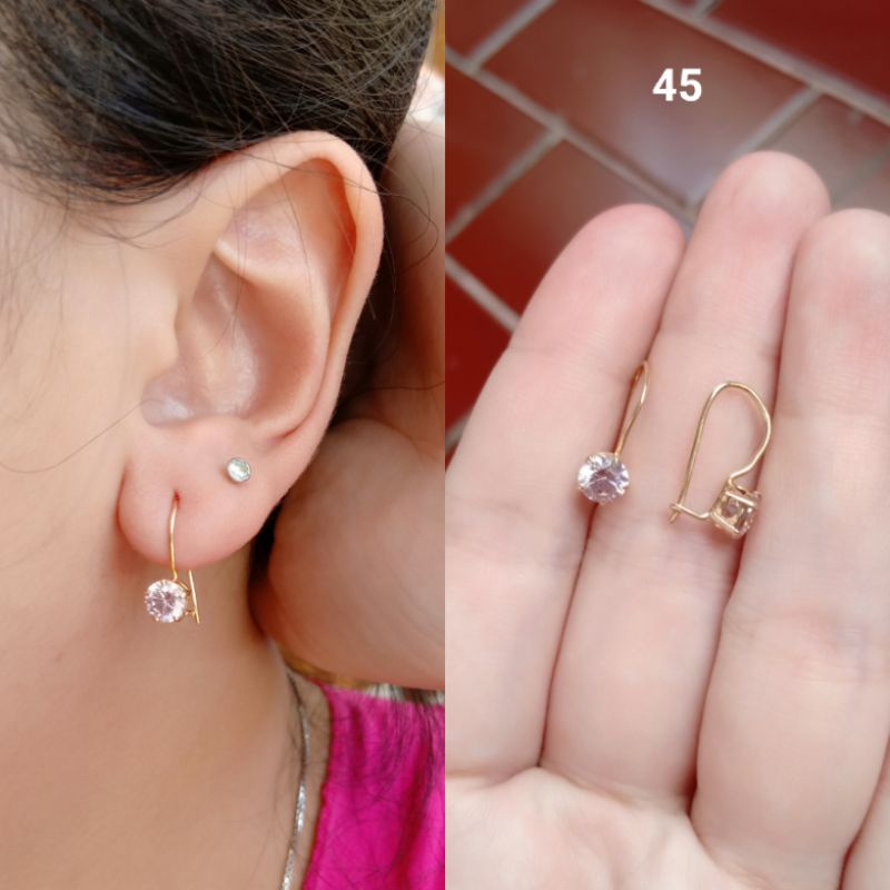 anting kait desi solitaire S925 / anting kait perak asli silver 925 lapis emas/ anting fashion wanita terbaru