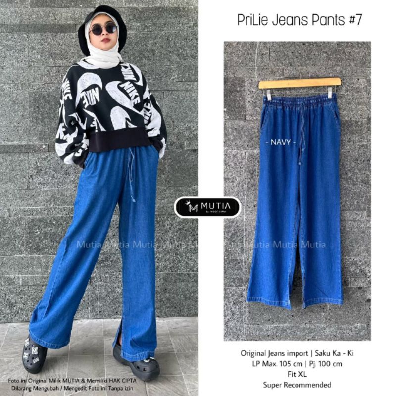 PRILIE PANTS #7 BY MUTIA / CELANA KULOT JEANS WANITA MUSLIMAH / Celana jeans premium polos