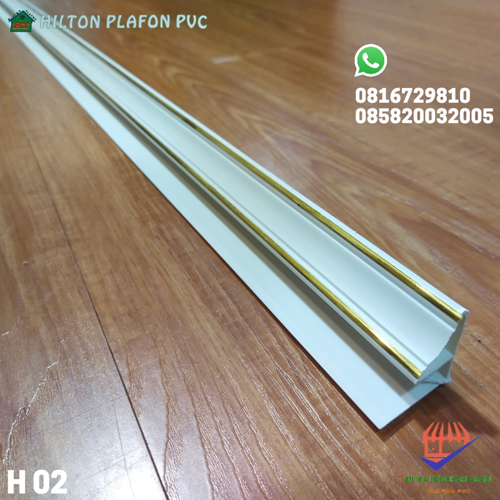 LIS SUDUT Plafon PVC Motif Putih Emas, KUALITAS TERBAIK