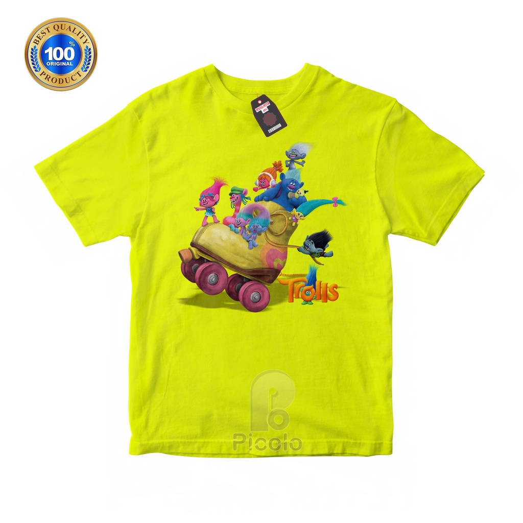 (FREE NAMA) BAJU KAOS ATASAN ANAK MOTIF TROLLS UNISEX Bahan COTTUN