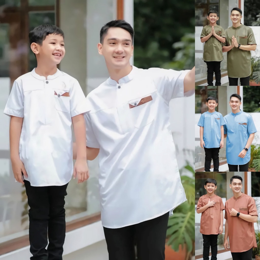 BAJU KURTA KEMEJA KOKO KEMKO PASANGAN COUPLE ANAK AYAH LENGAN PENDEK TERBARU