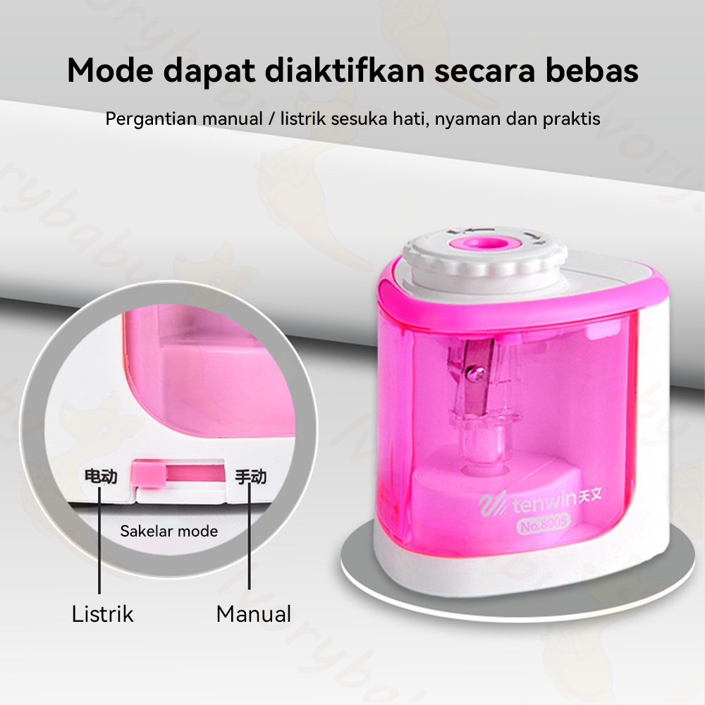 Ivorybaby Rautan pensil elektrik Rautan serutan electric pencil rautan pensil sharpener otomatis