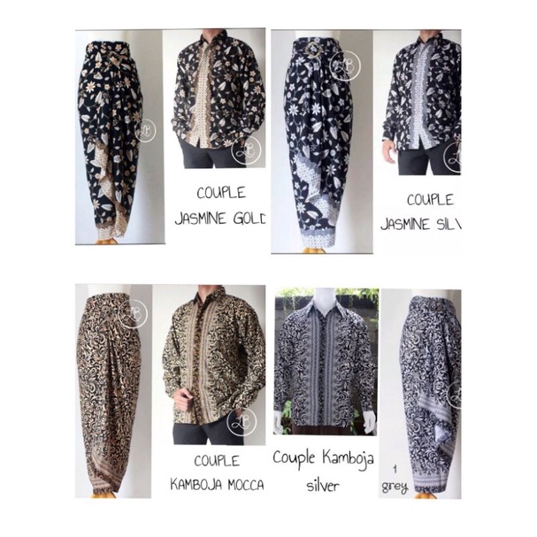 KEMEJA BATIK PANJANG SET ROK PLISKET ROK LILIT MELATI SILVER GOLD PAYA ABU GOLD EDELWISH COUPLE KEMB