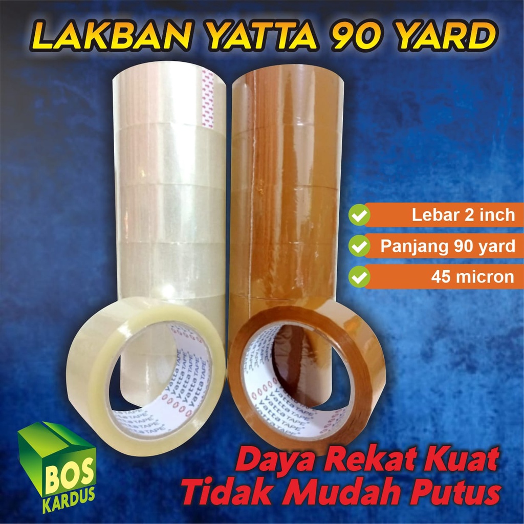 

Lakban Selotip Kardus Murah 48 MM 90 YARD Full Bening Coklat