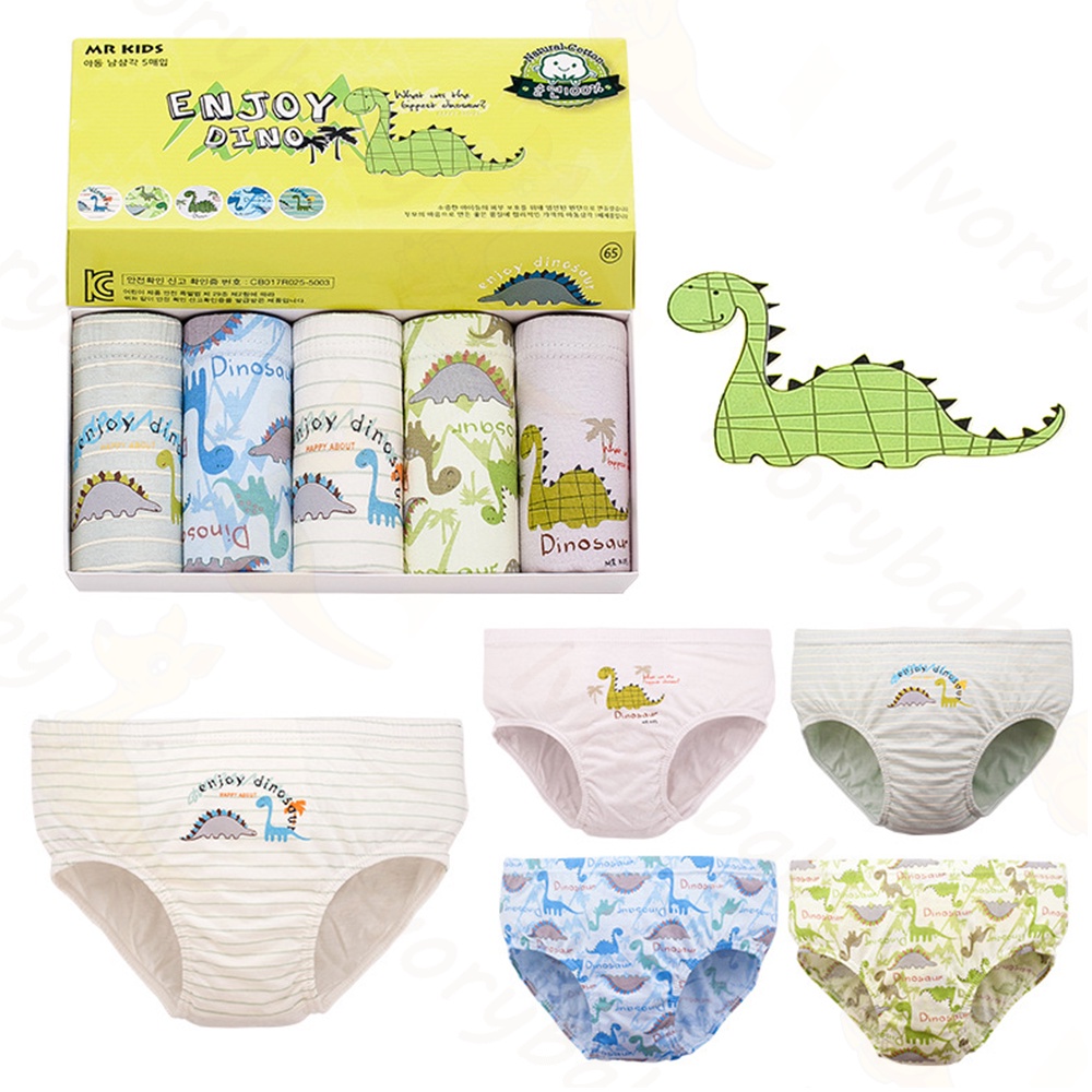 Ivorybaby 5pcs celana dalam anak laki-laki Celana dalam cd anak cowok katun murni