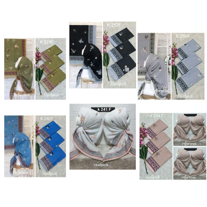 Jilbab Segiempat Denai Voal Motif Premium Terbaru