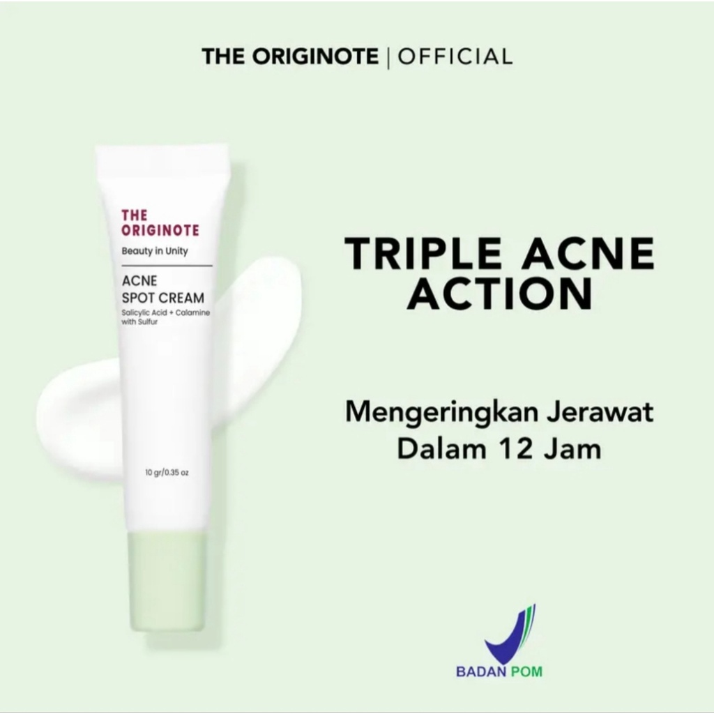 The Originote Acne Spot Cream 10gr - Acne Spot Treatment Gel Perawatan Jerawat untuk Menyembuhkan dan Mengempeskan Jerawat Membandel