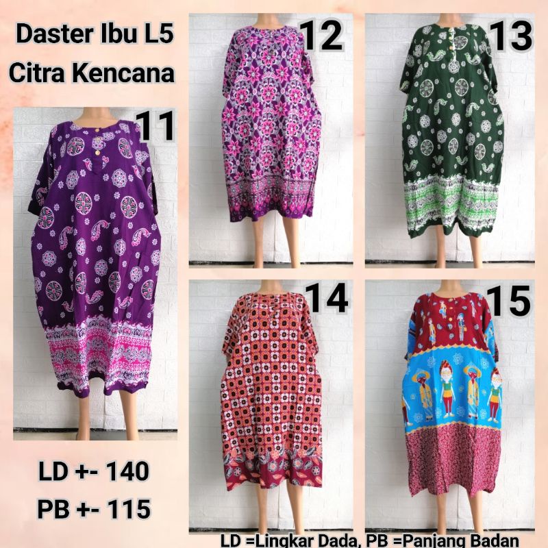 Daster Ibu L5 Citra Kencana LD +- 140 Adem Busui Friendly BS  Sablon Minor
