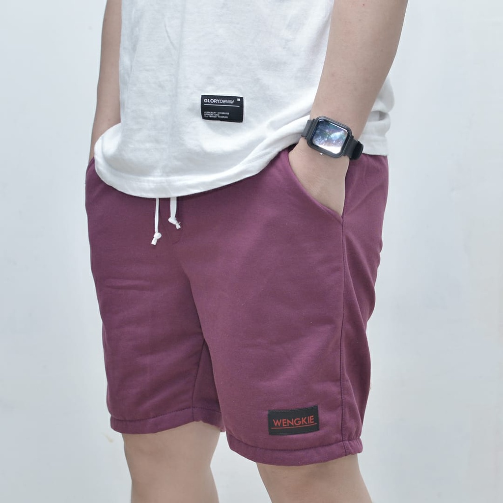 Wengkie.id / Boardshort / celana pendek pria / celana pendek wanita / celana casual / celana pendek murah / Warna Burgundy