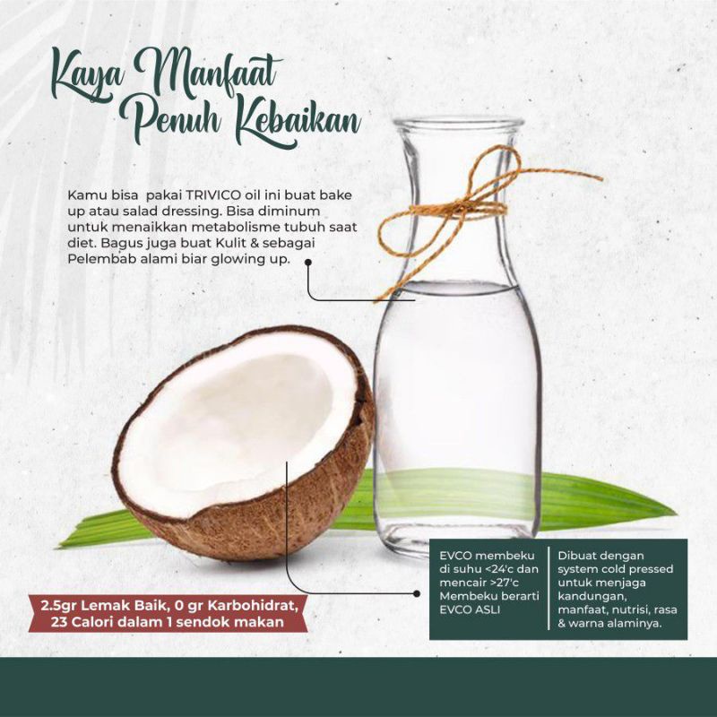 Extra Virgin Coconut Oil VCO 500 ml TRIVICO / Minyak Kelapa Murni Organik