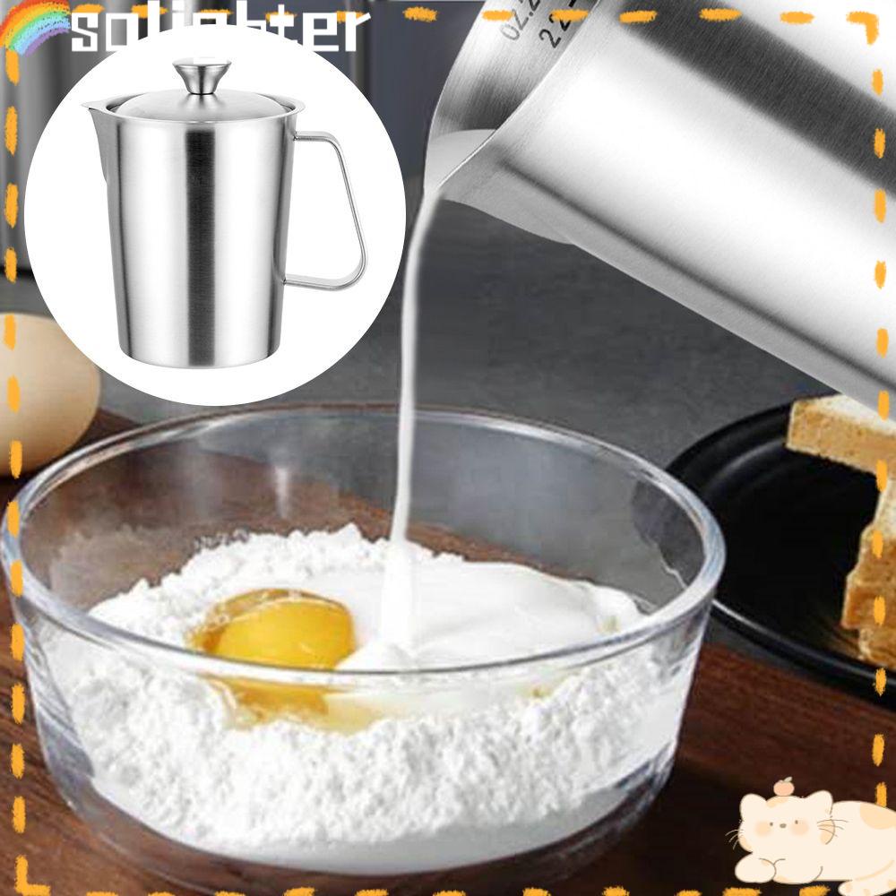 Solighter 500ml Milk Frothing Pitcher Home Milk Frother Steamer Cangkir Stainless Steel Susu Kopi Scale