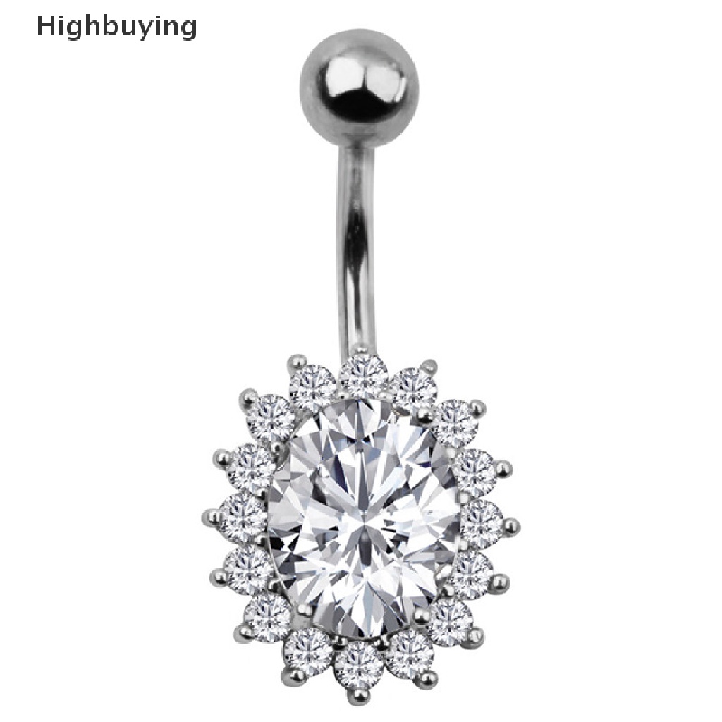 Hbid Steel Navel Rings Kristal Berlian Imitasi Belly Button Ring Bar Perhiasan Glory